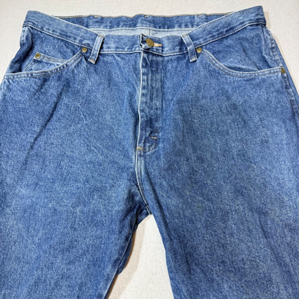 Wrangler Regular Fit Blue Denim Jeans Mens Size 38x30 Cotton Made in Mexico